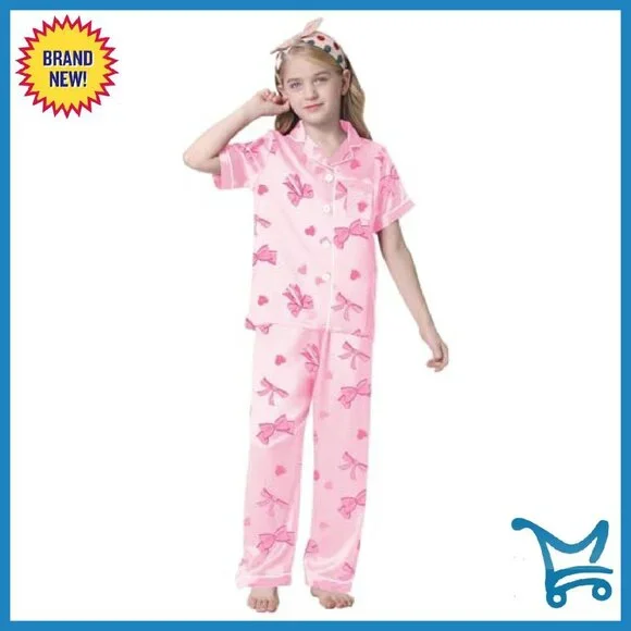 Satin Pajama Set Short Sleeve Button Down Lounge Wear Women's - Picture 3 of 8